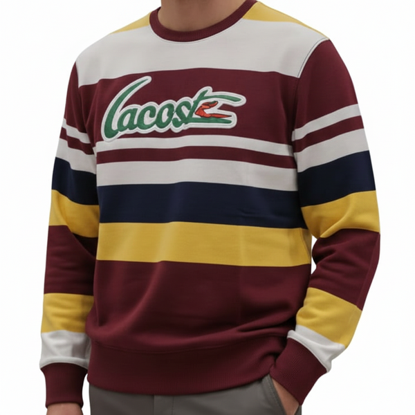 Premium Men’s Colorblock Striped Crewneck Pullover