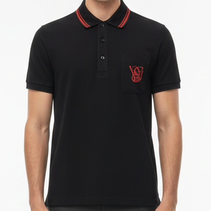 Imported Black Polo T-Shirt with Red Signature Detail