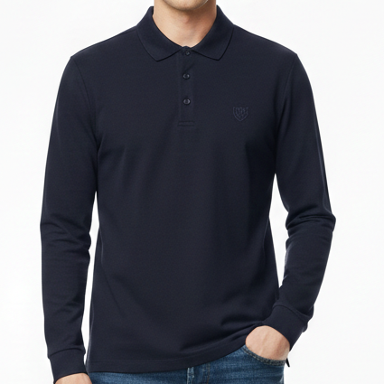 Imported Black Full-Sleeve Polo T-Shirt Elegant Classic Fit