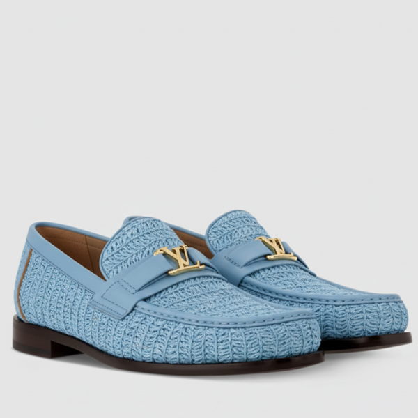 Elegant Imported Sky-blue  Woven Loafers  Premium Luxury Casual Shoes