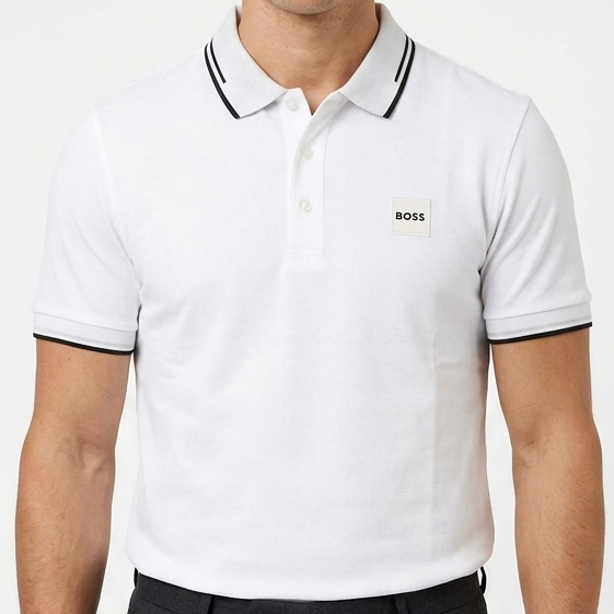 Men's White Premium Polo T-Shirt – Classic Fit with Contrast Collar