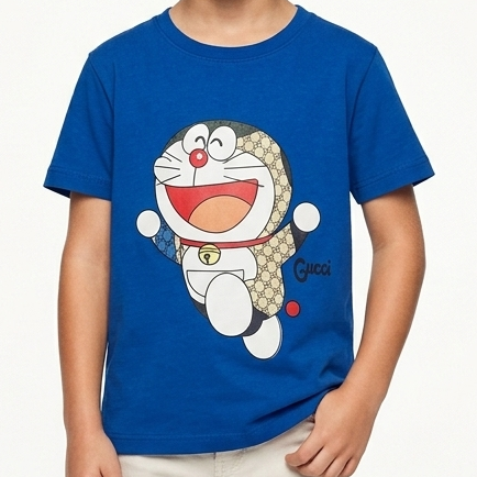 Cute Cartoon Kids Blue T-Shirt  Fun & Playful Casual Wear