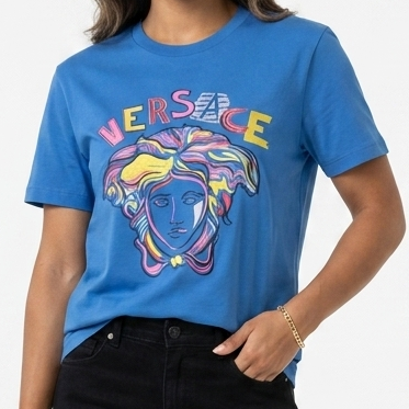 Premium Blue Graphic Printed Casual T-Shirt for Women