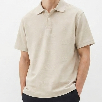 Men's Premium Beige Textured Polo T-Shir Regular Fit | Smart Casual Wear