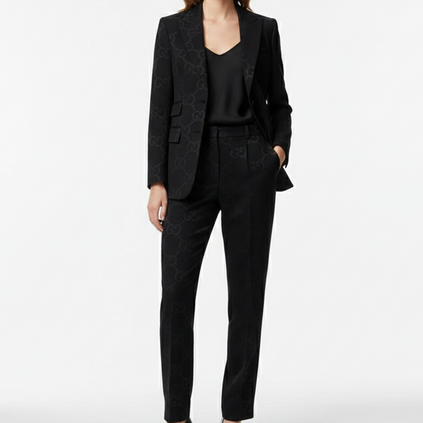 Luxury  Black Monogram Suit Set – Elegant Premium Women’s Formal Wear