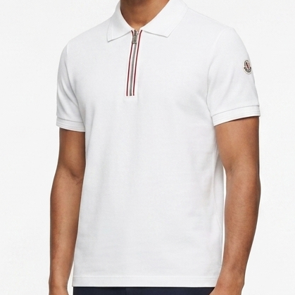 Men's Premium White Polo T-Shirt | Stylish Half-Zip Casual Tee