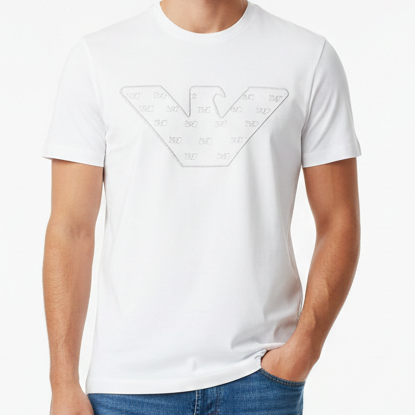 Luxury Brand White Logo T-Shirt  Regular Fit
