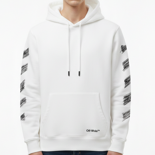 Latest Scribble Diag-Print Cotton Hoodie