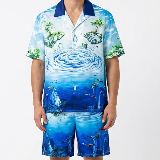 Men's Premium Tropical Printed Co-Ord Set | Half Sleeve Hawaiian Shirt & Shorts