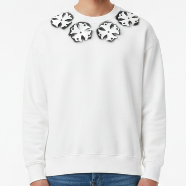 Cross Painting Beads Casual Round Sweatshirt