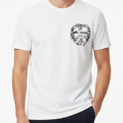 White Graphic T-Shirt with Artistic Face Print
