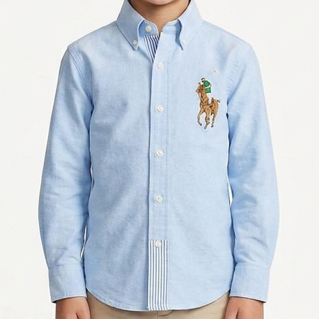 Kids Premium Sky Blue Shirt Classic Polo Style Button-Down