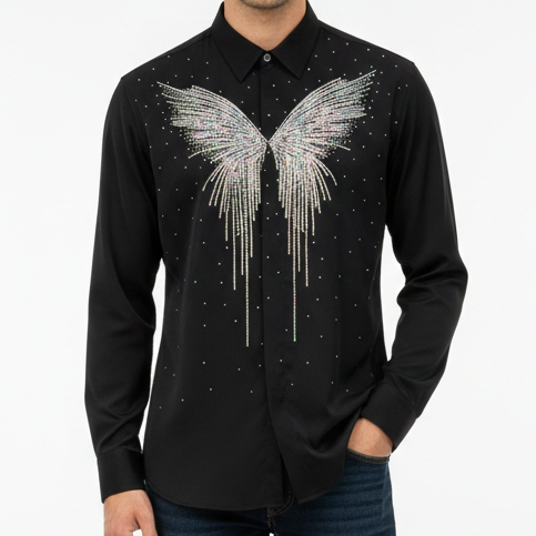 Premium Brand Crystal Wing Designer Shirt