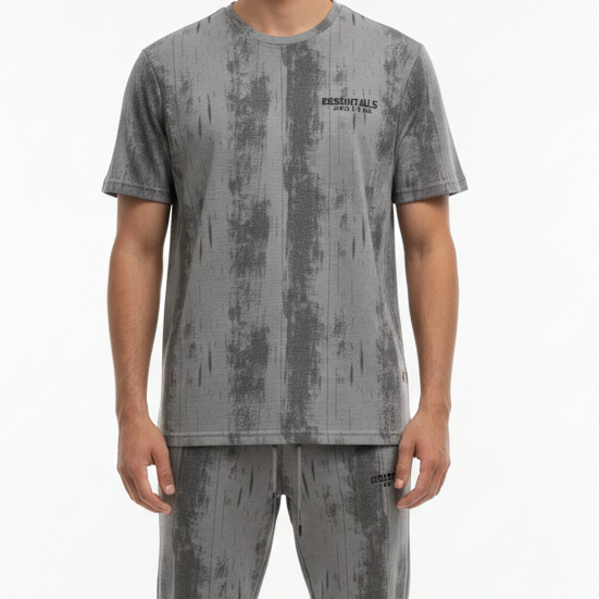 Men’s Grey Printed T-Shirt & Track pant Set Casual Comfort Wear