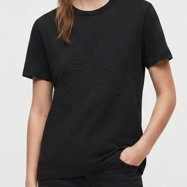Women's Premium Black Embossed Logo T-Shirt – Minimalist Casual Tee