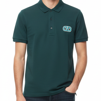 Premium Polo T-Shirt with Brand Signature Iconic V Patch