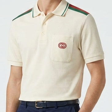 Premium Cream Polo T-Shirt with Signature Stripe Detail