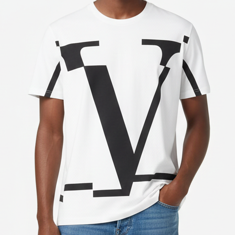 Bold and Creative: Irregular Printed V Logo Shirt