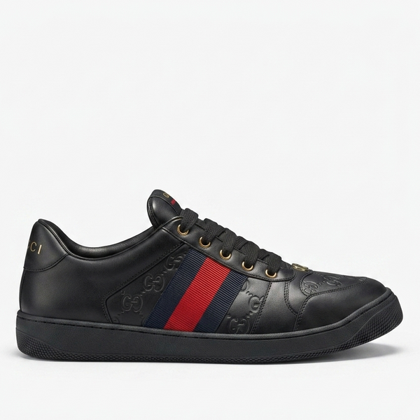 Men's Black Premium Leather Sneakers Luxury Casual Lace-Up Shoes