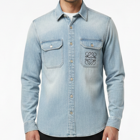 Luxury Monogram Denim Shirt  Premium Street-Smart Style
