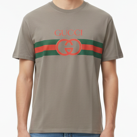 Premium Classic Logo Stripe Designer T-Shirt for Men