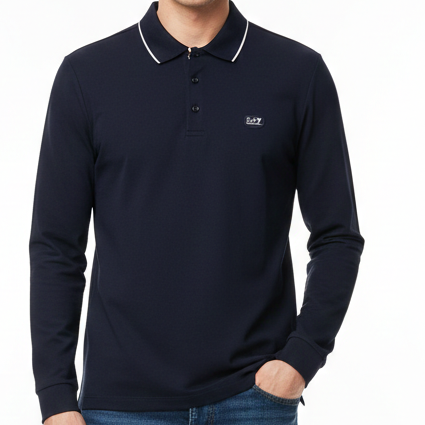 Men Long Sleeve Slim Fit Polo Shirt