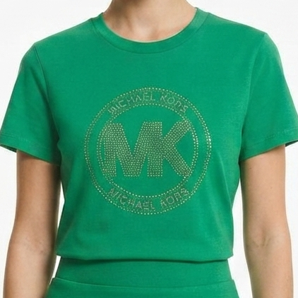 Women's Premium Green Logo Print  T-Shirt Casual Crew Neck Tee