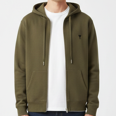 Imported Brand Olive Green Zip-Up Hoodie