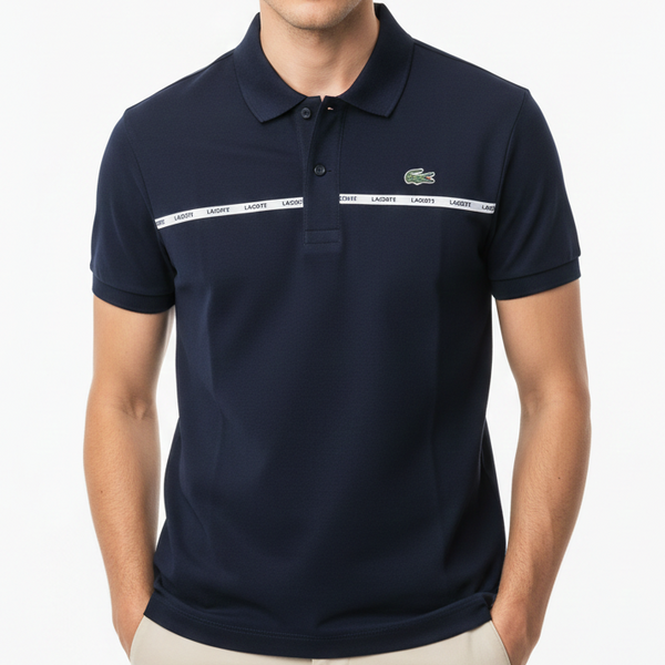 Men’s Premium Navy Blue Polo T-Shirt  Classic Fit with Signature Chest Stripe