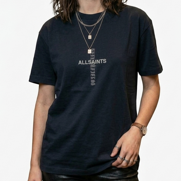 Women’s Black  Printed T-Shirt  Minimalist Street Style