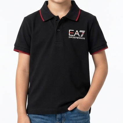 Premium Style Black Polo T-Shirt with Red Trim