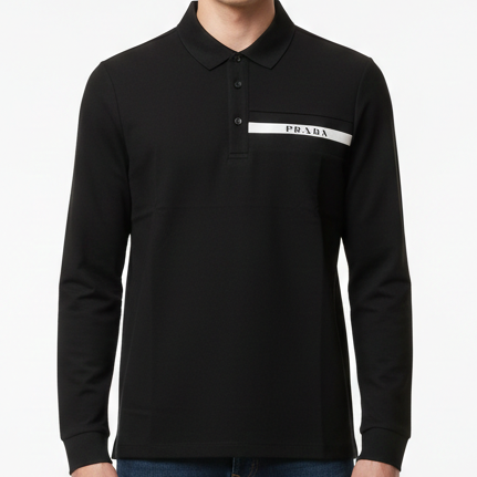 luxury Elegant Full Sleeve Black  Polo Shirt