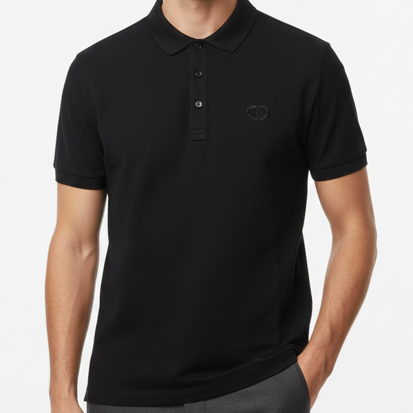 Premium Black Designer Polo T-Shirt with Minimal Logo Detail