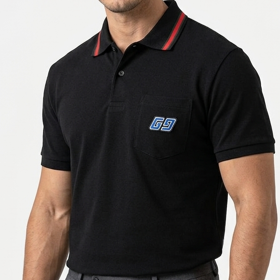 Premium Polo T-Shirt with Signature Stripe Collar by Gucci