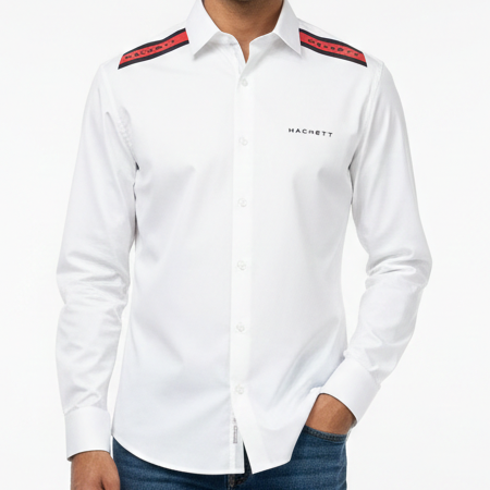 Luxury Brand Signature Shoulder Stripe Shirt Elegant British Style