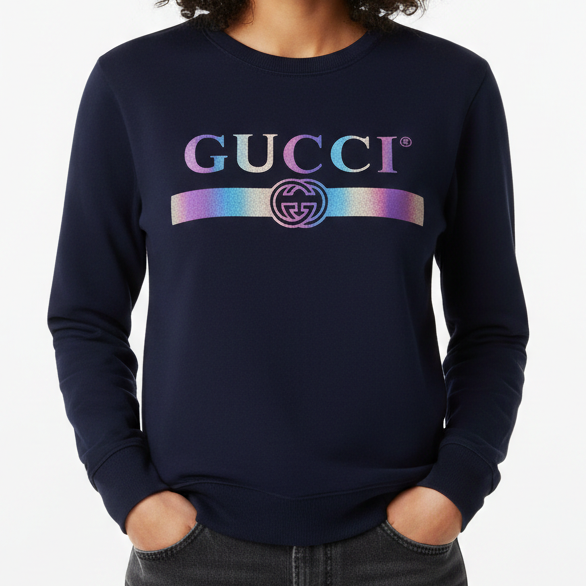Navy Blue Logo Sweatshirt Premium Casual Designer Wear