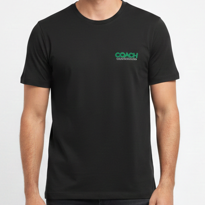 Black Graphic T-Shirt with Front Logo & Playful Back Print