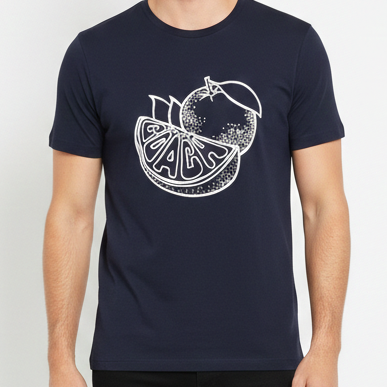 Minimal Black Graphic T-Shirt with Citrus Print