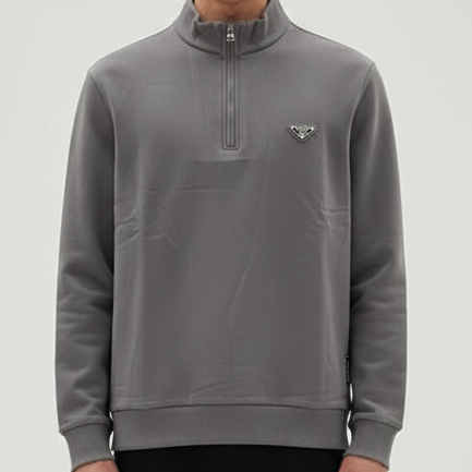 Branded Men’s  Half-Zip T-Neck  T-shirt  Smart Casual Comfort