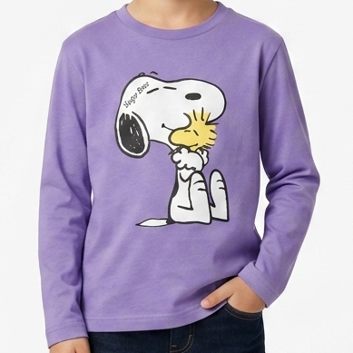 Premium Kids Purple Cartoon  Print Full Sleeve T-Shirt