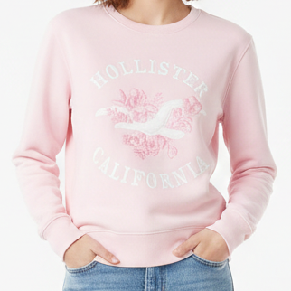 Premium Pink Crewneck Sweatshirt  Floral Embroidery Edition