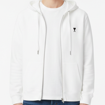 Luxury White Zip-Up Hoodie Classic & Premium Comfort