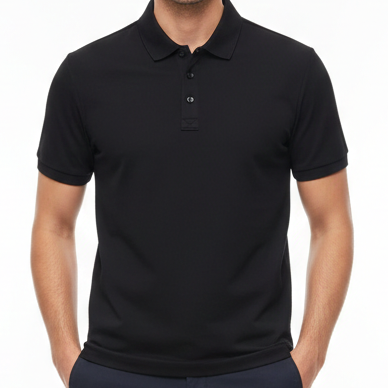 Men’s Solid Black Polo T-Shirt Smart Casual Everyday Wear