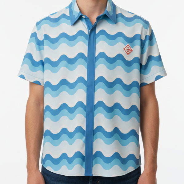 Luxury Wavy Gradient Half Sleeve Hawaii Shirt