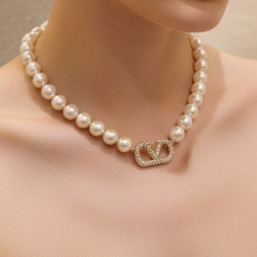 Luxury Pearl Necklace with Gold Designer Clasp  Elegant Statement Jewel