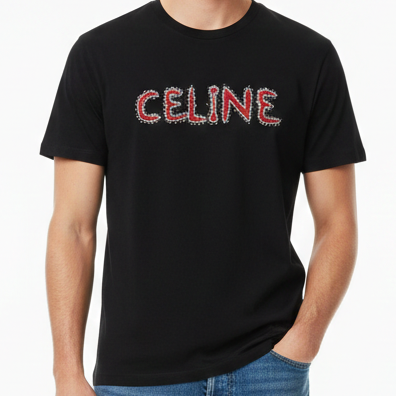 Premium Men’s Black Crew Neck T-Shirt with Front Logo Print