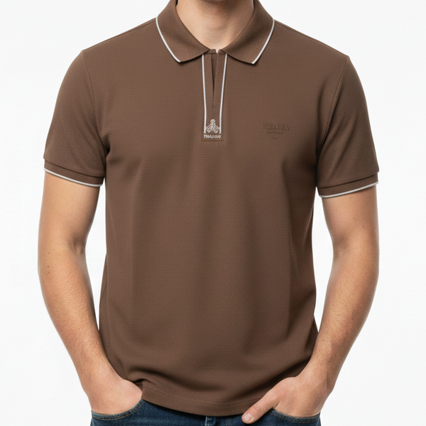 Elegant Brown Polo T-Shirt Premium Minimal Edition