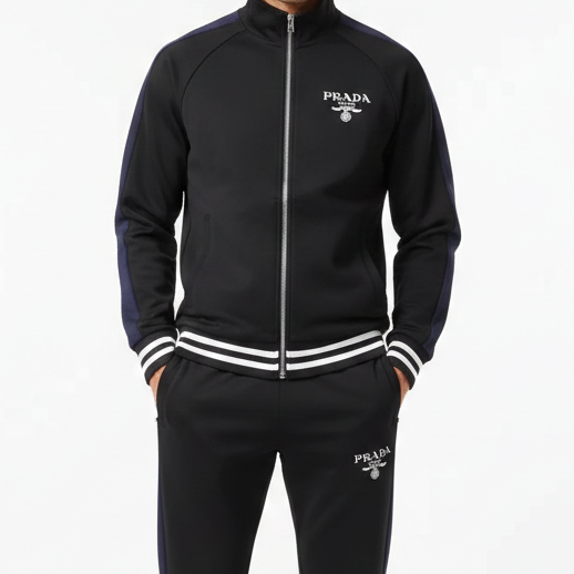 Men’s Luxury Black Tracksuit with Initial Logo