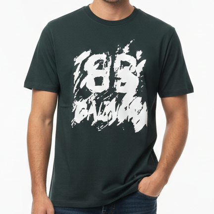 Premium Dark Green Bold Graphic Printed T-Shirt for Men