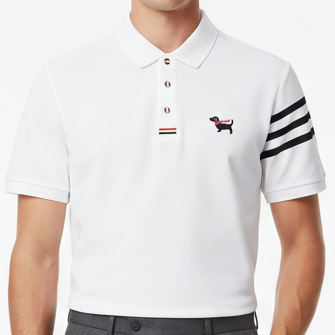 Premium White Polo T-Shirt with Striped Sleeve